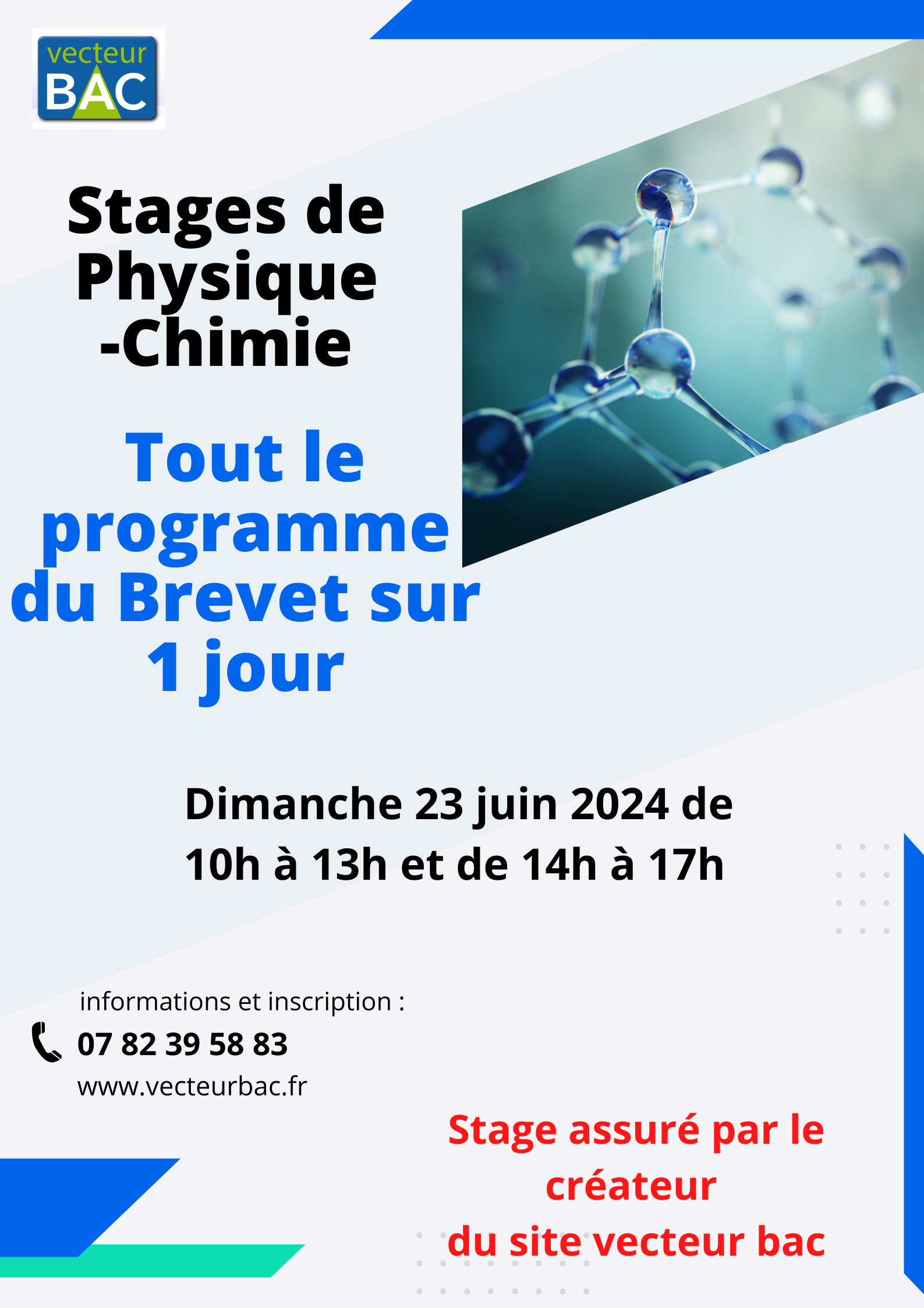 Stage de physique chimie pour le Brevet Vecteur Bac